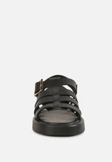 DACOSTA Genuine Leather Gladiator Flatform Sandals#color_black