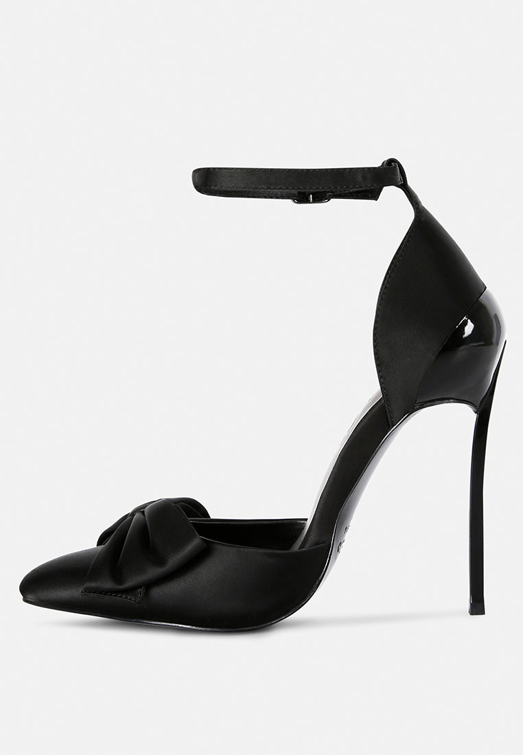 DINGLES Black High Heeled Satin Sandals#color_black