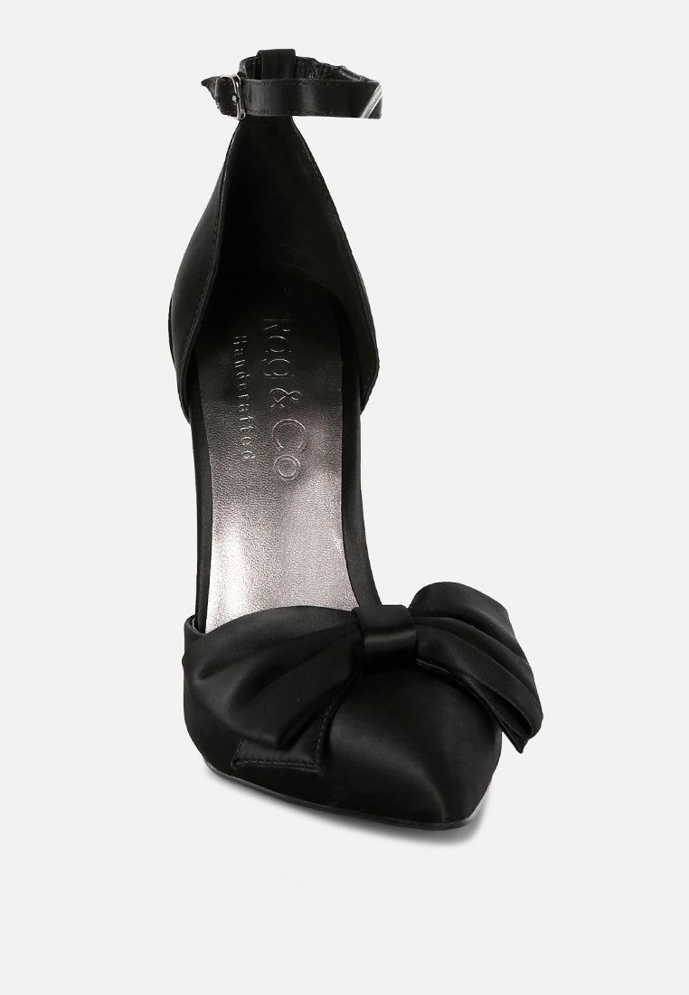 DINGLES Black High Heeled Satin Sandals#color_black