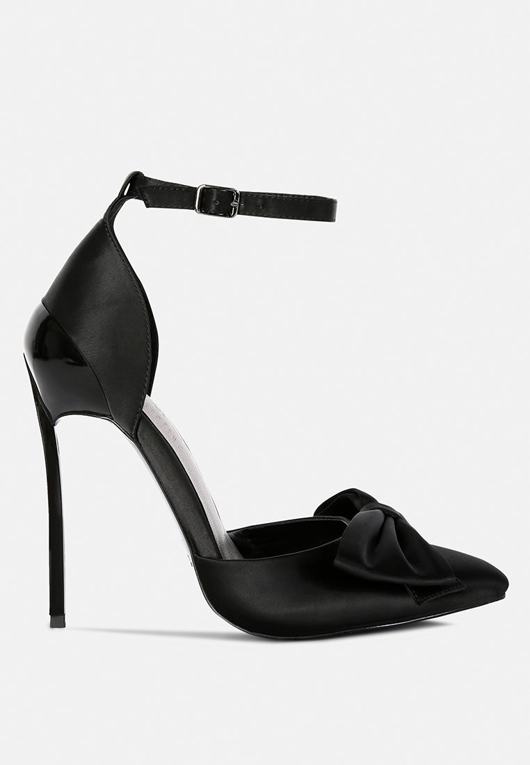 DINGLES Black High Heeled Satin Sandals#color_black