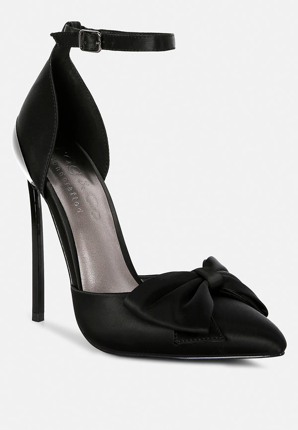 DINGLES Black High Heeled Satin Sandals#color_black