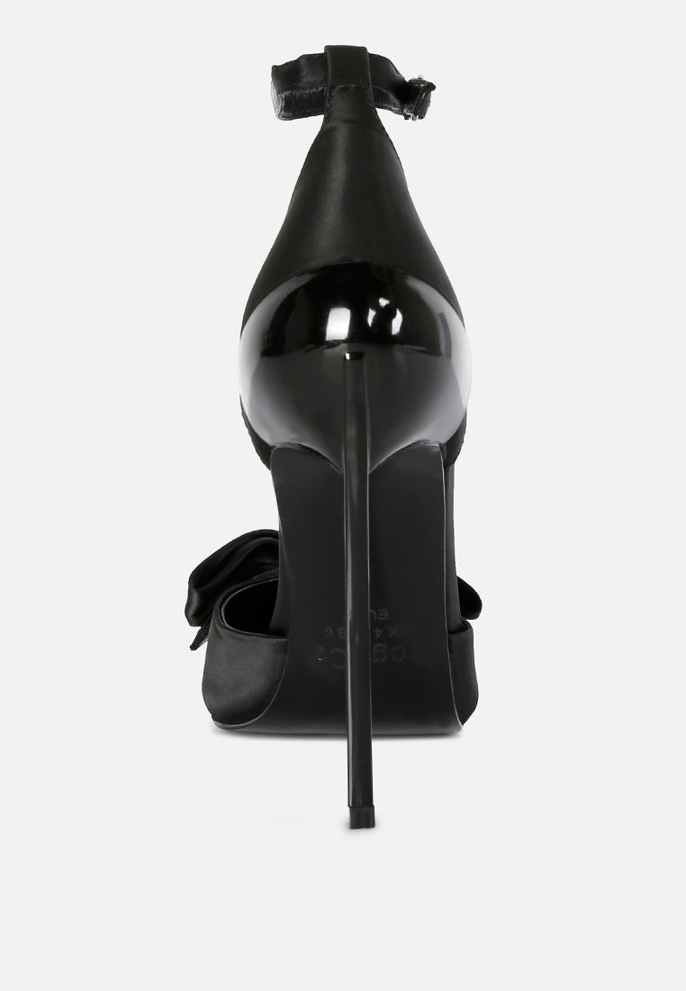 DINGLES Black High Heeled Satin Sandals#color_black