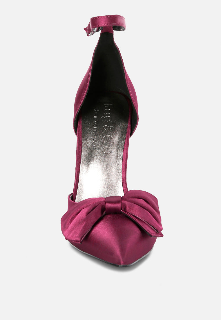 DINGLES Wine High Heeled Satin Sandals#color_burgundy