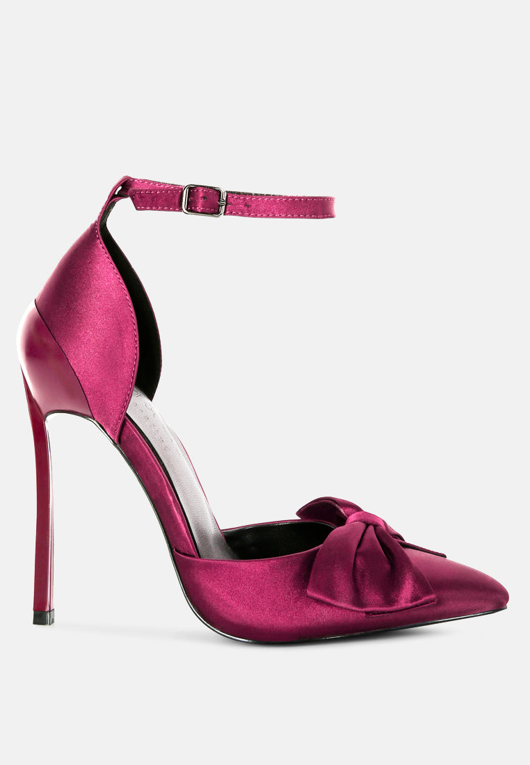 DINGLES Wine High Heeled Satin Sandals#color_burgundy