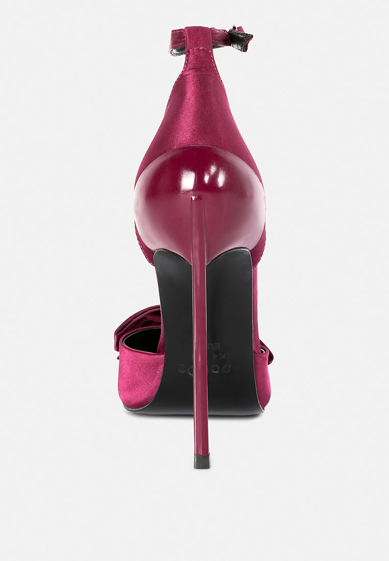 DINGLES Wine High Heeled Satin Sandals#color_burgundy