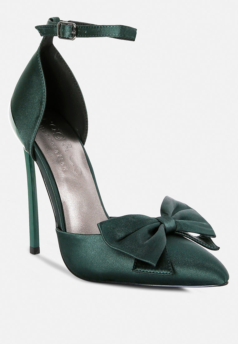 DINGLES Green High Heeled Satin Sandals_green