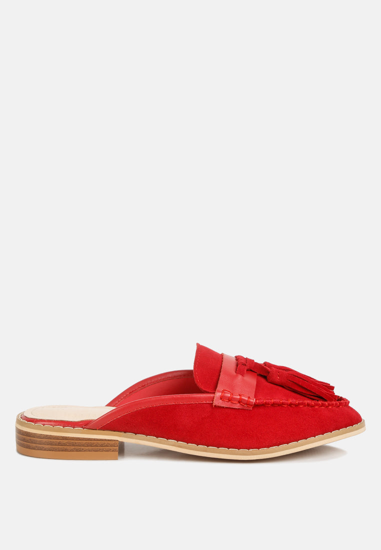 EDMANDA Tassle Detail Leather Mules#color_red