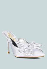 elisda white diamante bow heeled mules#color_white