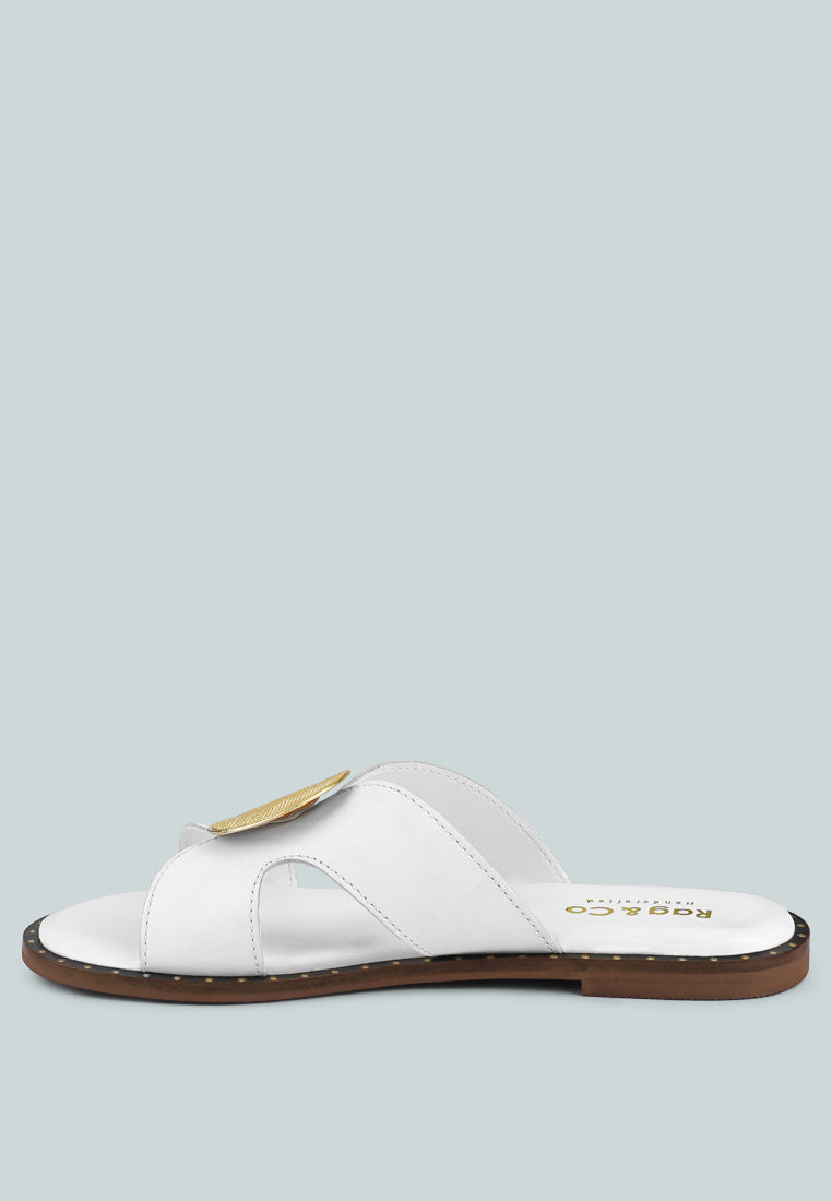 EUDORA Embellished White Slip-ons#color_white