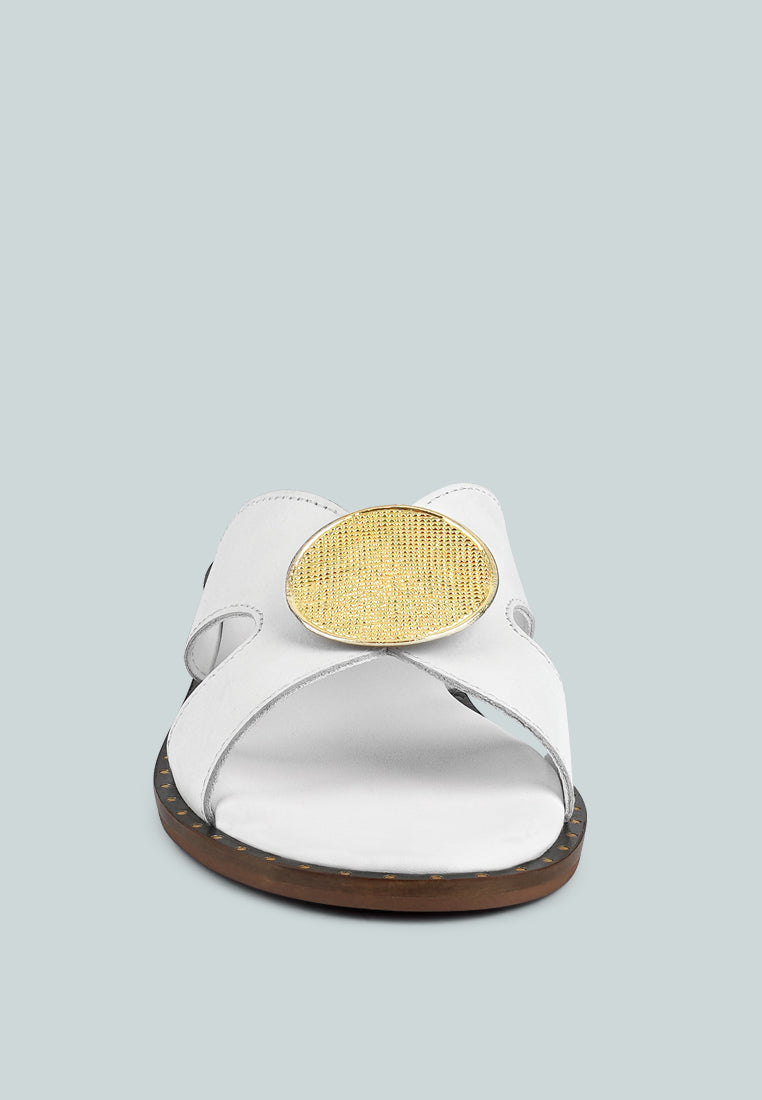 EUDORA Embellished White Slip-ons#color_white