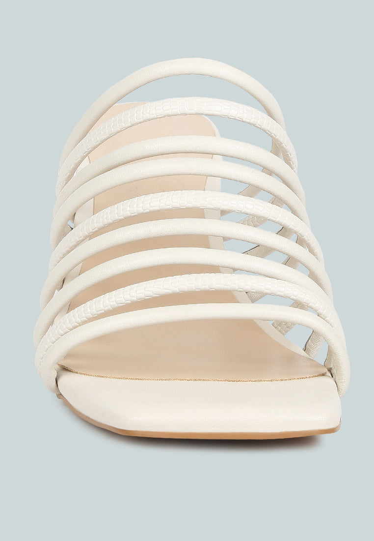 FAIRLEIGH Off White Strappy Slip On Sandals#color_off white