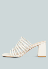 FAIRLEIGH Off White Strappy Slip On Sandals#color_white