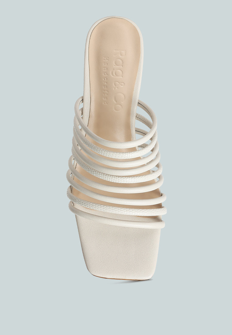 FAIRLEIGH Off White Strappy Slip On Sandals#color_off white
