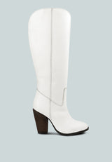 GREAT-STORM White Leather Calf Boots#color_white