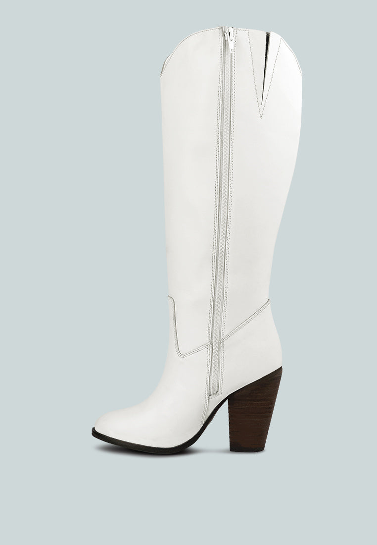 GREAT-STORM White Leather Calf Boots#color_white