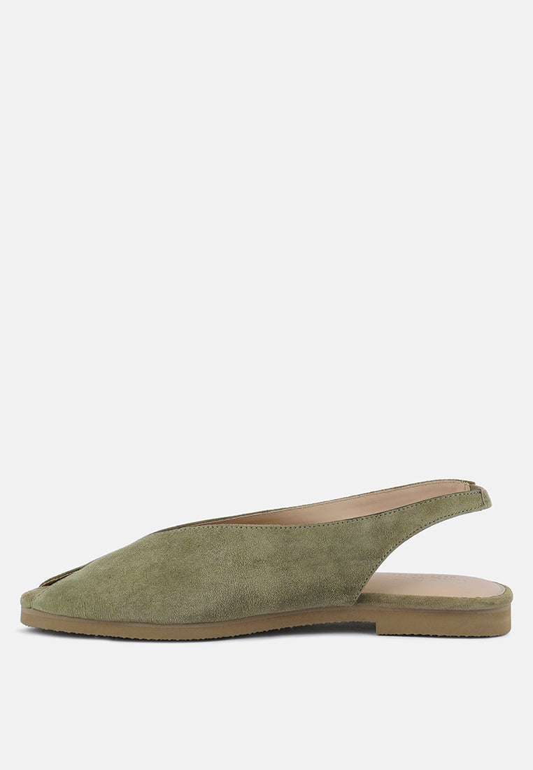 GRETCHEN Green Slingback Flat Sandals#color mustard