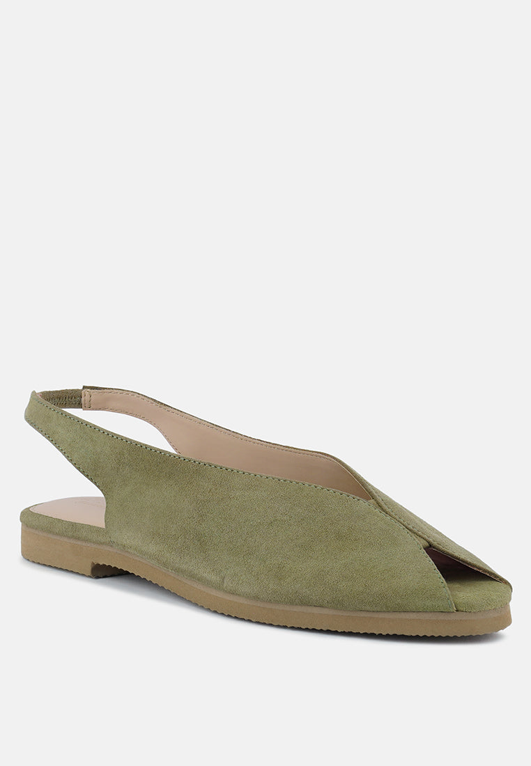 GRETCHEN Green Slingback Flat Sandals#color_mustard