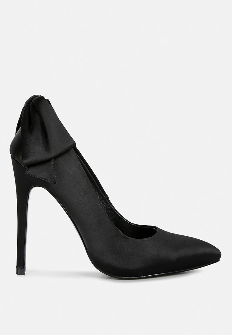 hornet high heeled satin pump sandals in black#color_black