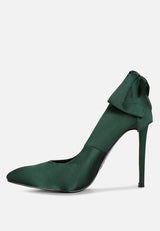hornet high heeled satin pump sandals in green#color_green