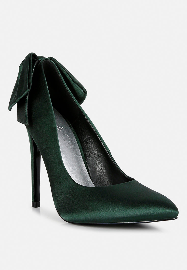 hornet high heeled satin pump sandals in green#color_green
