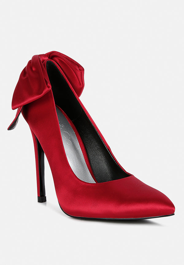 hornet high heeled satin pump sandals in red#color_red