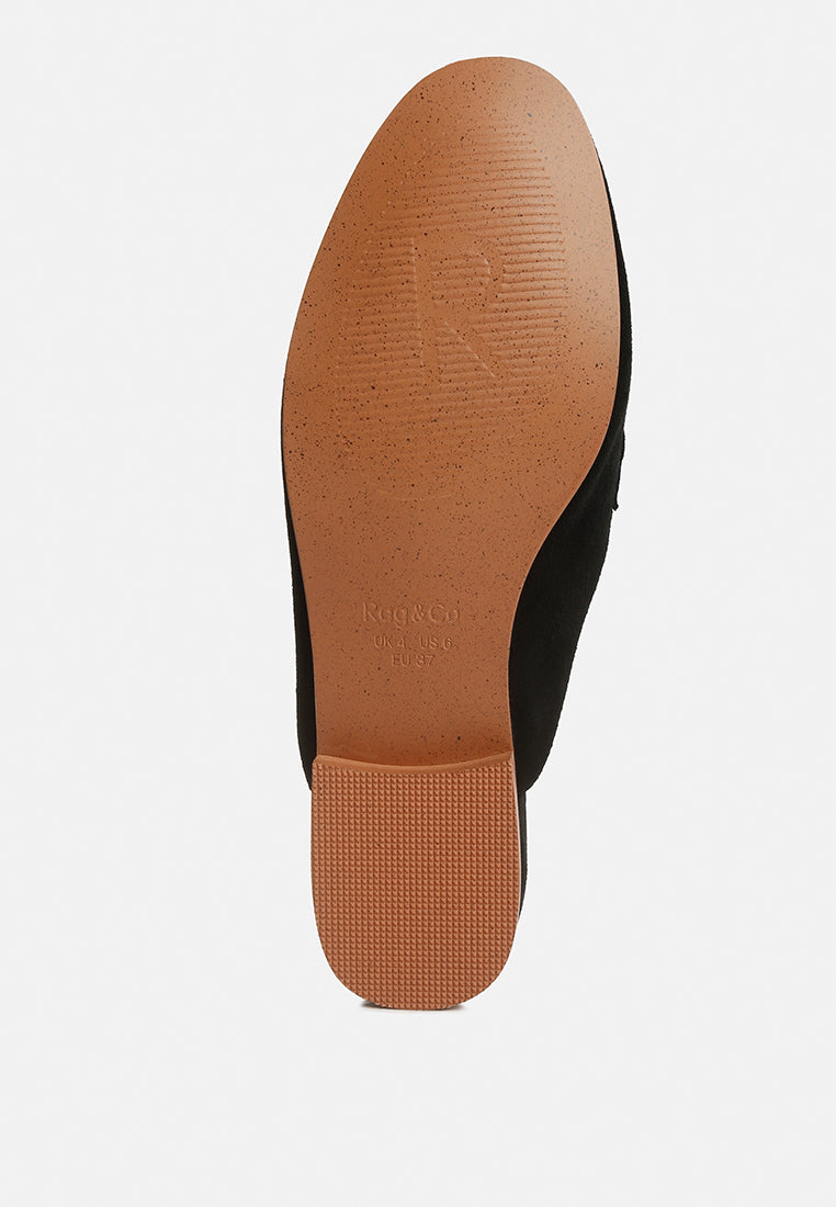 KRIZIA Chunky Chain Suede Slip On Loafers#color_black