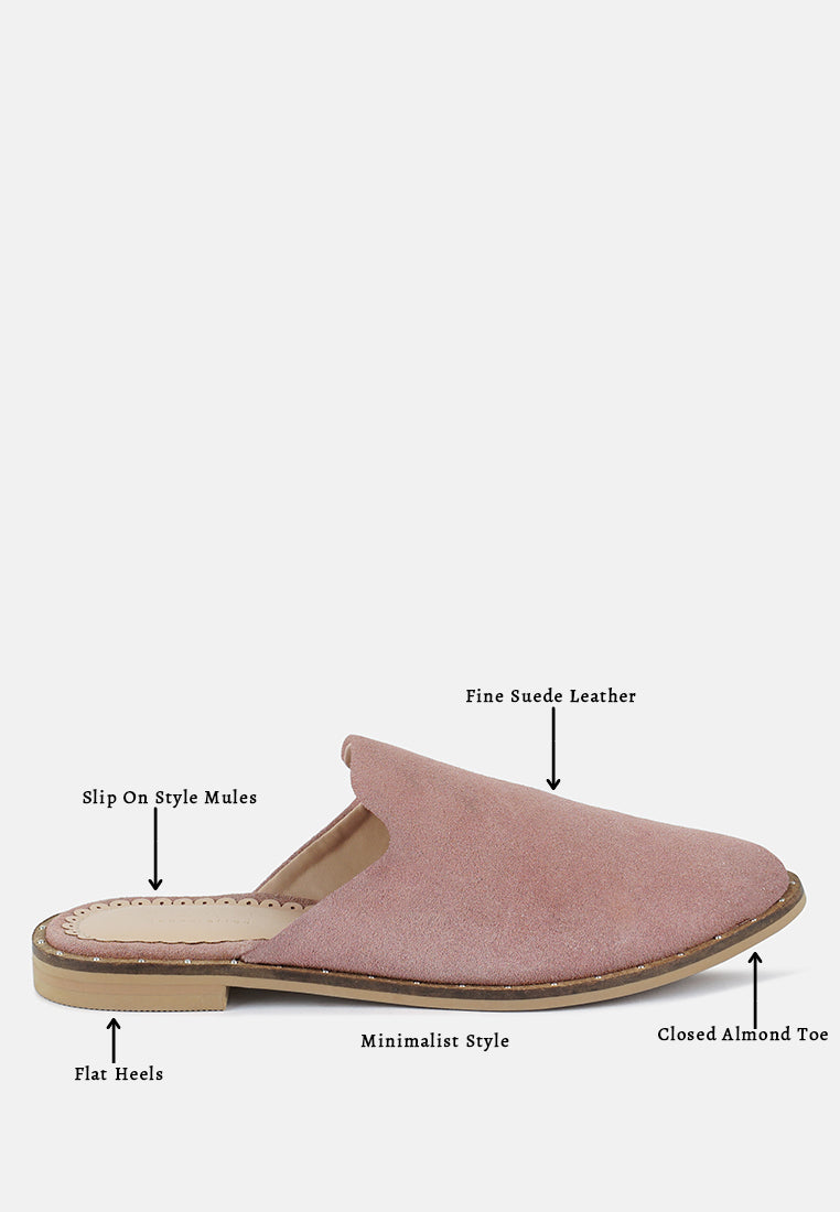 Buy Lia Dusty Pink Handcrafted Suede Mules | Mules | Rag & Co