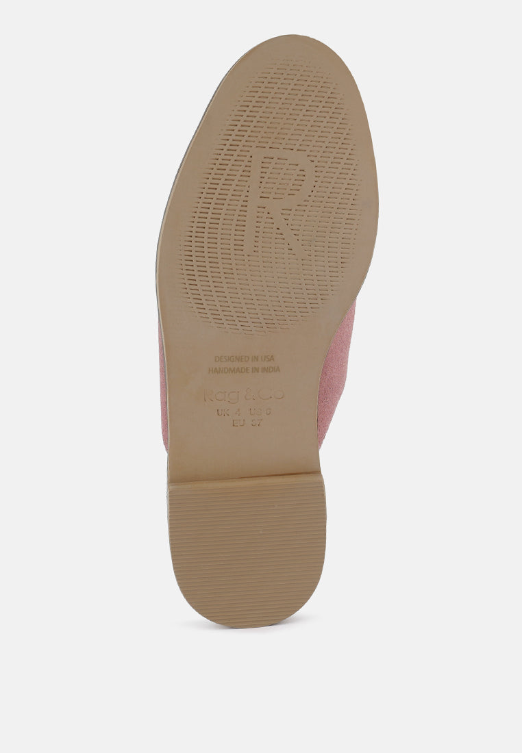 LIA Dusty Pink Handcrafted Suede Mules color_dusty pink