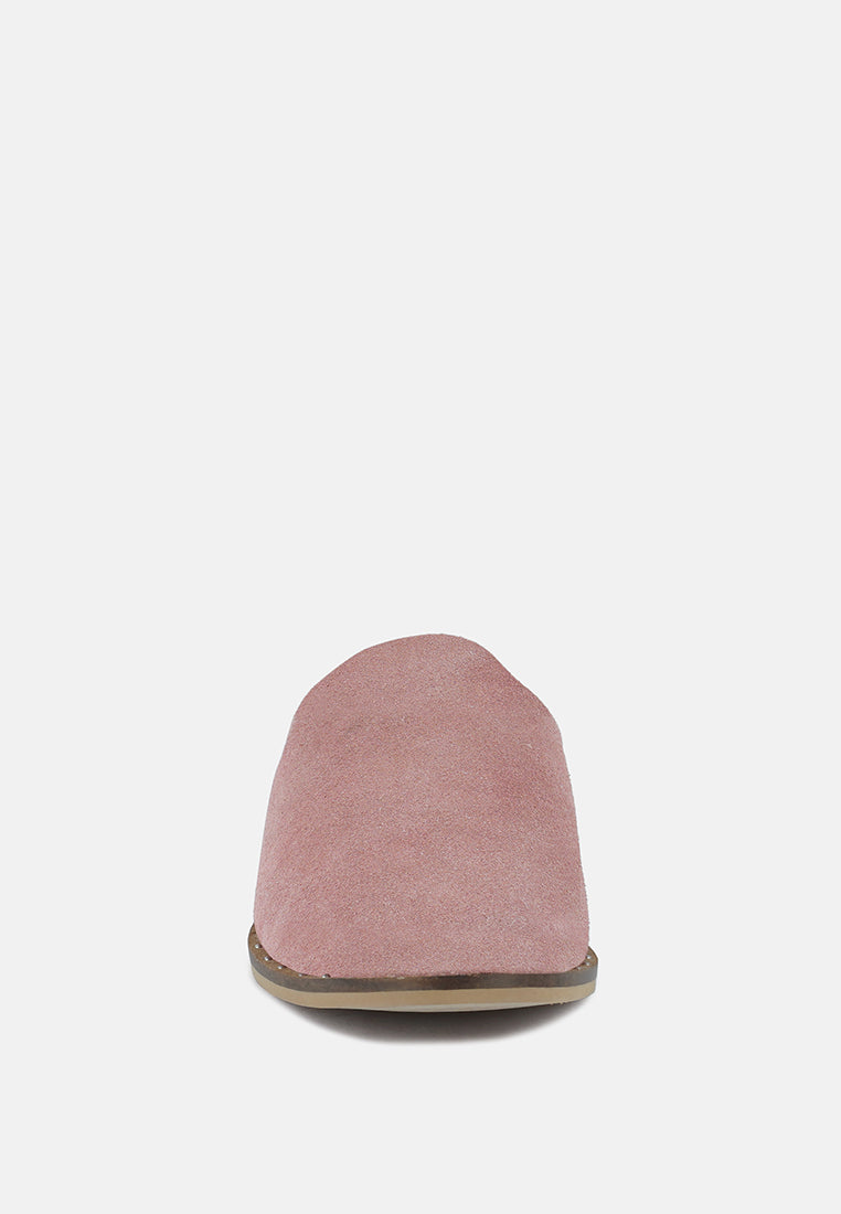 LIA Dusty Pink Handcrafted Suede Mules color_dusty pink