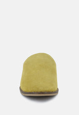 LIA Mustard Handcrafted Suede Mules#color_mustard