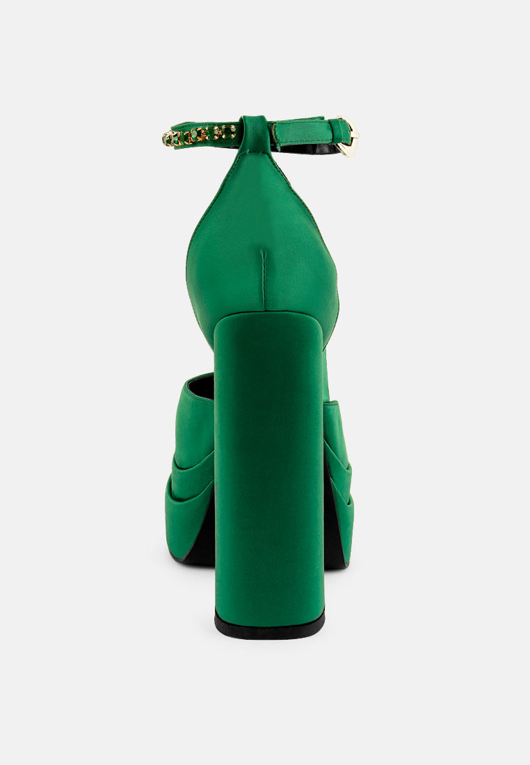 MARTINI Green Sky High Rampwalk Satin Sandals-Green