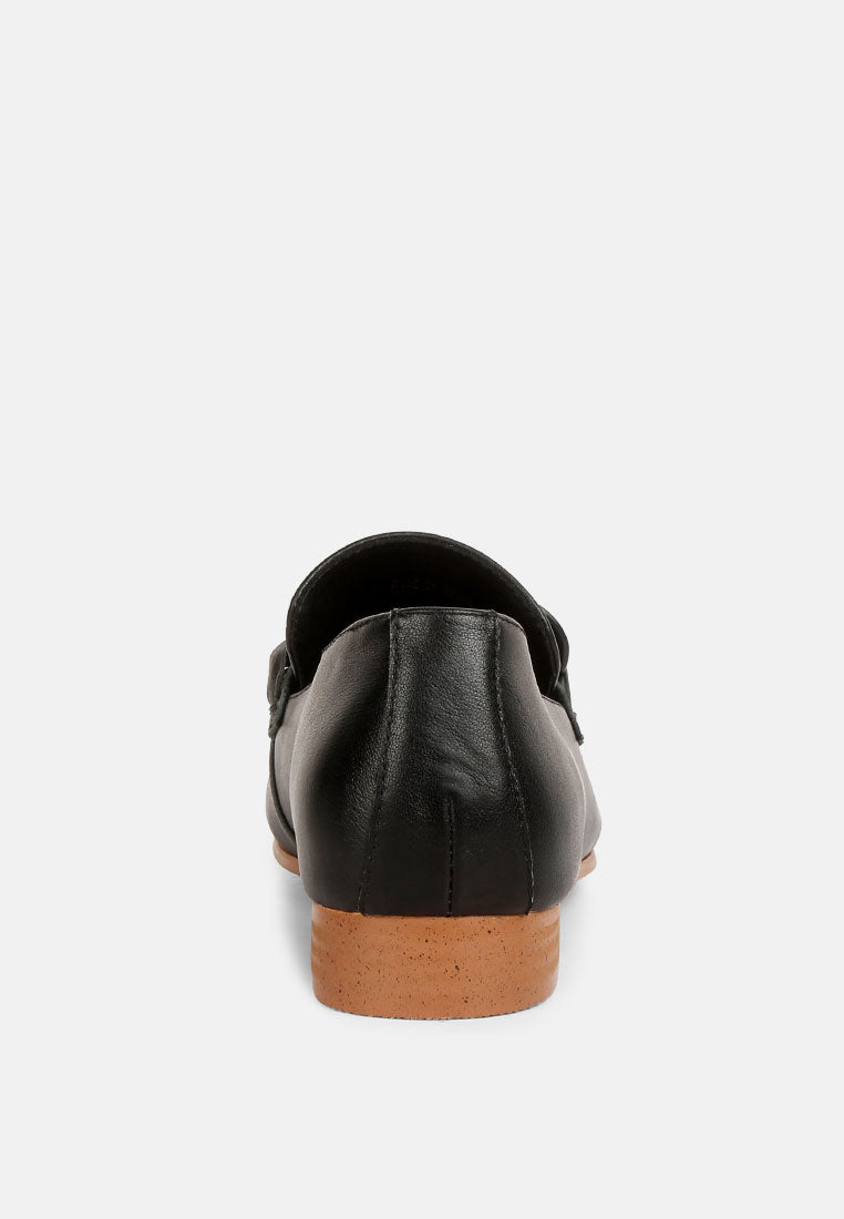 MERVA Chunky Chain Leather Loafers in black#color_black