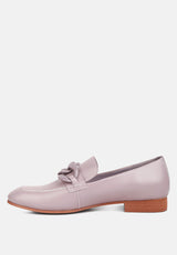 MERVA Chunky Chain Leather Loafers in off lilac#color_lilac
