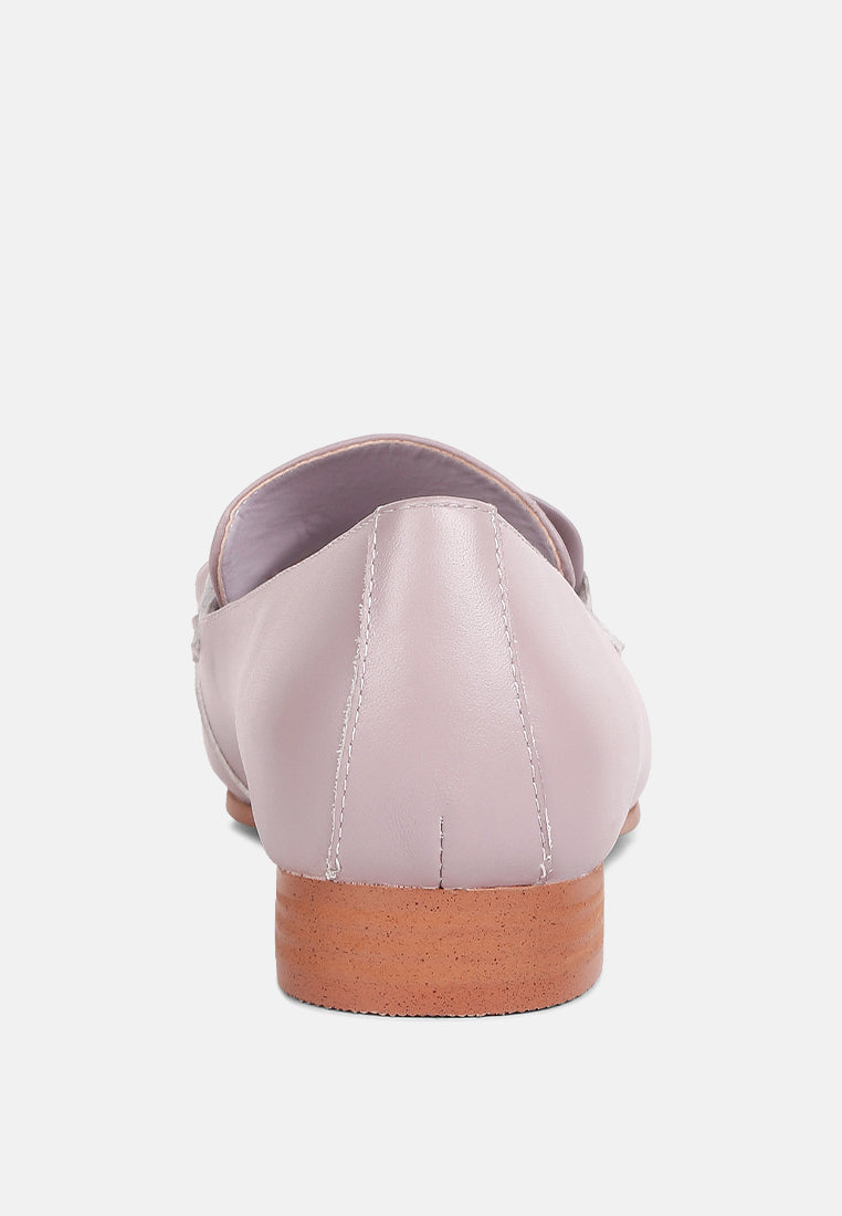 MERVA Chunky Chain Leather Loafers in off lilac#color_lilac