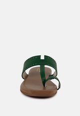 MILA Green Toe Ring Thong Slip Ons#color_green