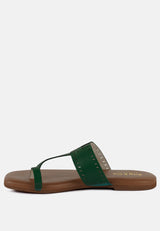 MILA Green Toe Ring Thong Slip Ons#color_green