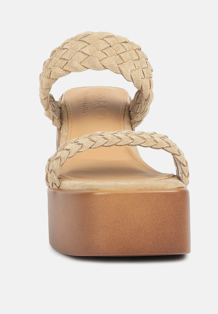 Misaki Woven Suede Strap Platform Sandals in Beige#color_beige