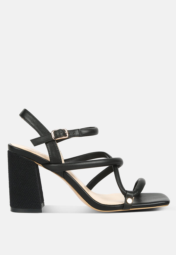 ARTHA open square toe block heel sandals in Black#color_black