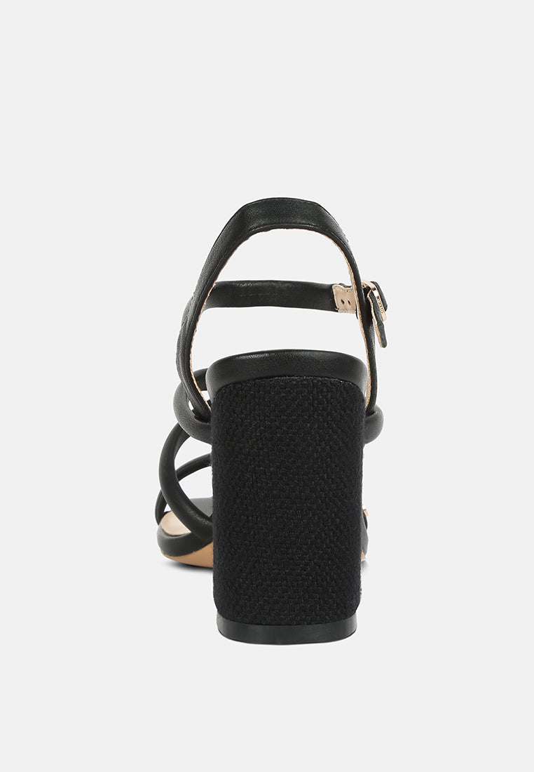 ARTHA open square toe block heel sandals in Black#color_black