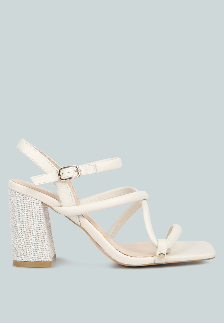 ARTHA open square toe block heel sandals in Off White#color_off-white