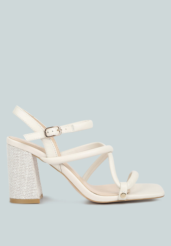 Buy Artha Open Square Toe Block Heel Sandals In Off White Sandals Rag Co United States