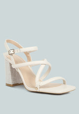 ARTHA open square toe block heel sandals in Off White#color_off-white