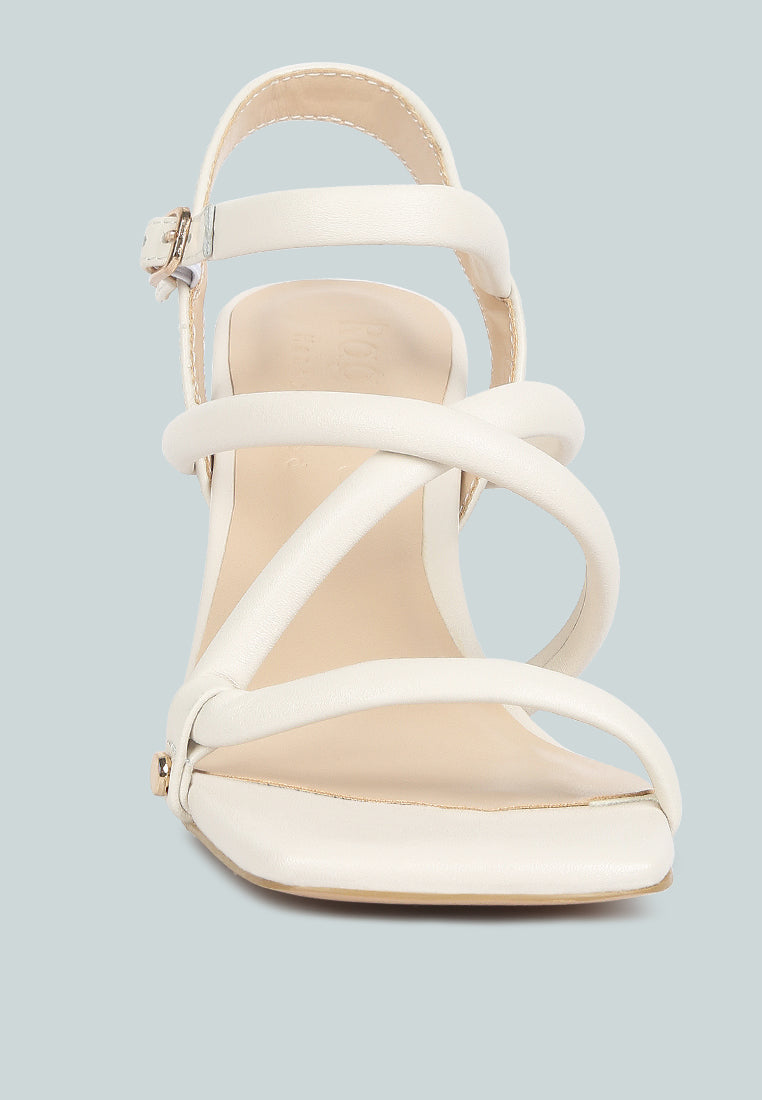 ARTHA open square toe block heel sandals in Off White#color_off-white