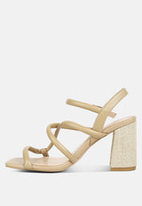 ARTHA open square toe block heel sandals in Taupe#color_taupe