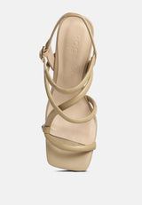 ARTHA open square toe block heel sandals in Taupe#color_taupe