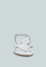 RITA White Strappy Flat Leather Sandals#color_white