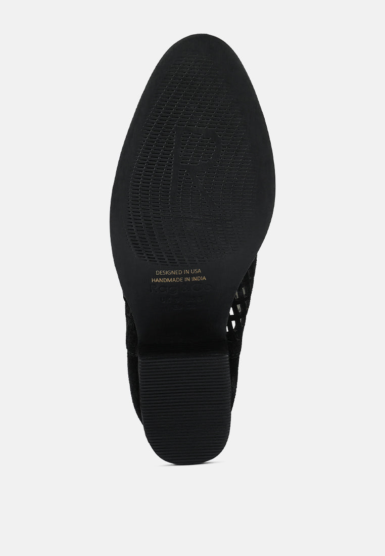 ROSALYN Black Block Heeled Cut-Out Sandal