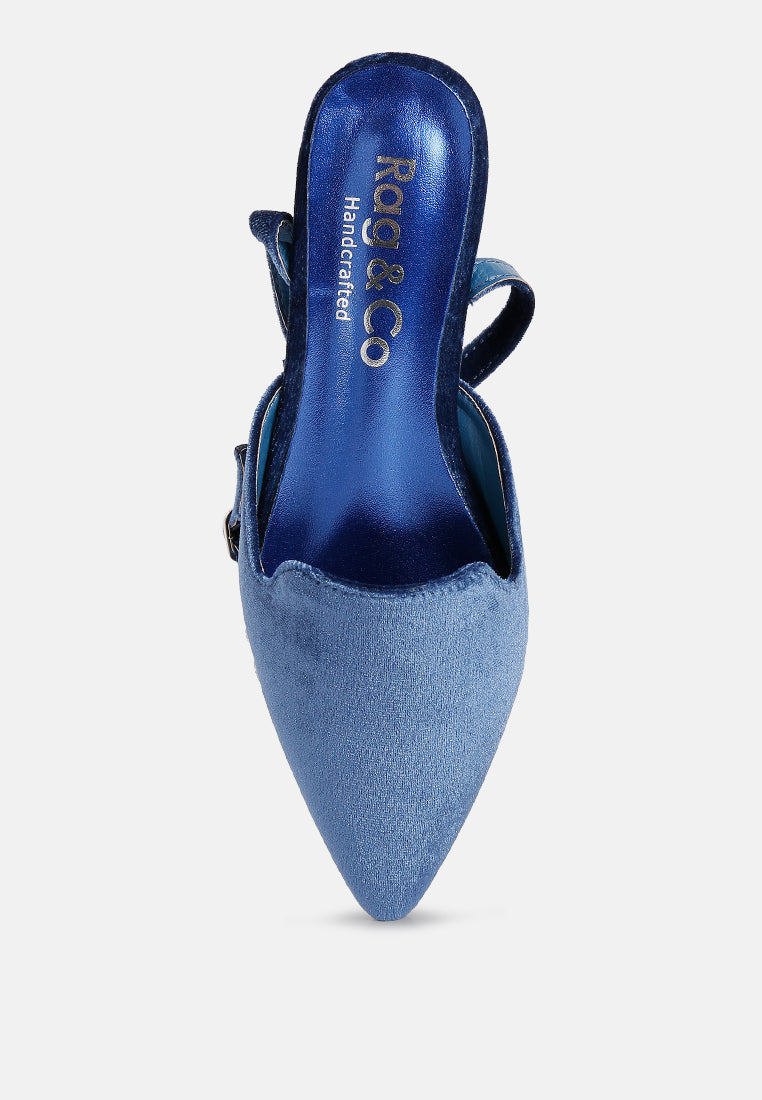 salome blue velvet luxe jewelled flat mules#color_blue