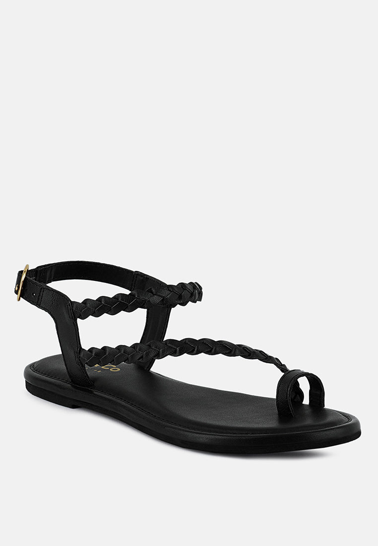 stallone black braided flat sandals#color_black
