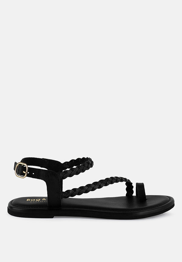 stallone black braided flat sandals#color_black